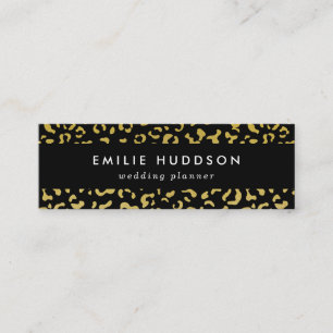 Gold Leopard, Gold Glitter, Leopard Pattern Mini Business Card