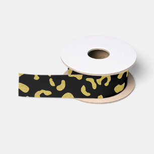 Gold Leopard, Gold Glitter, Leopard Pattern Satin Ribbon
