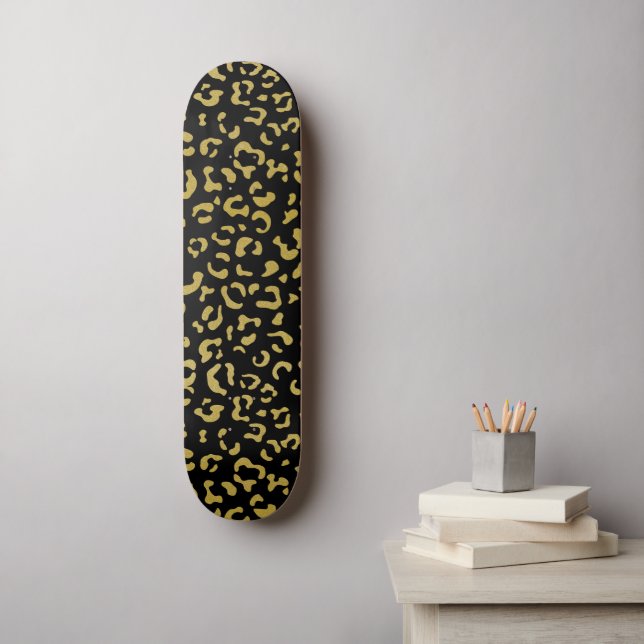 Gold Leopard, Gold Glitter, Leopard Pattern Skateboard (Wall Art)