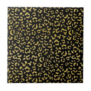 Gold Leopard, Gold Glitter, Leopard Pattern Tile