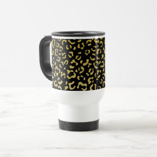 Gold Leopard, Gold Glitter, Leopard Pattern Travel Mug