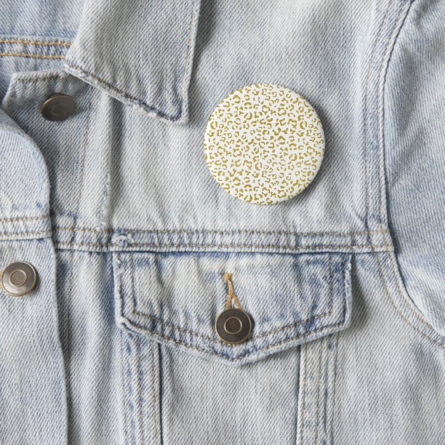Gold Leopard, Gold Glitter, Leopard Print 6 Cm Round Badge (In Situ)