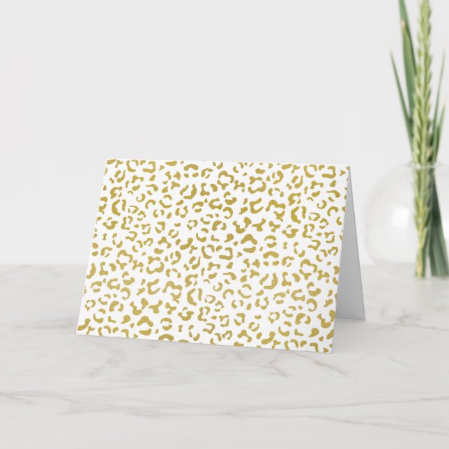 Gold Leopard, Gold Glitter, Leopard Print Card (Front)