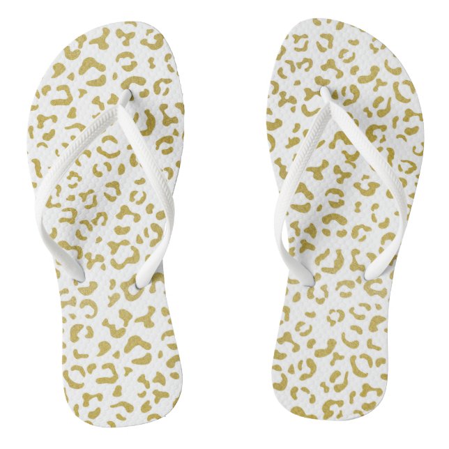 Gold Leopard, Gold Glitter, Leopard Print Jandals (Footbed)