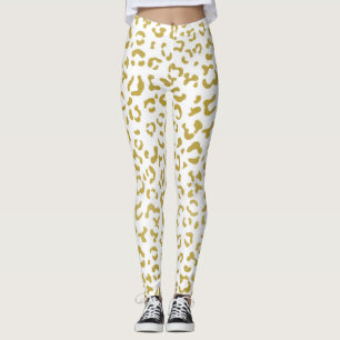Gold Leopard, Gold Glitter, Leopard Print Leggings