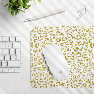 Gold Leopard, Gold Glitter, Leopard Print Mouse Pad