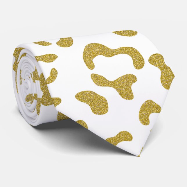 Gold Leopard, Gold Glitter, Leopard Print Tie (Rolled)