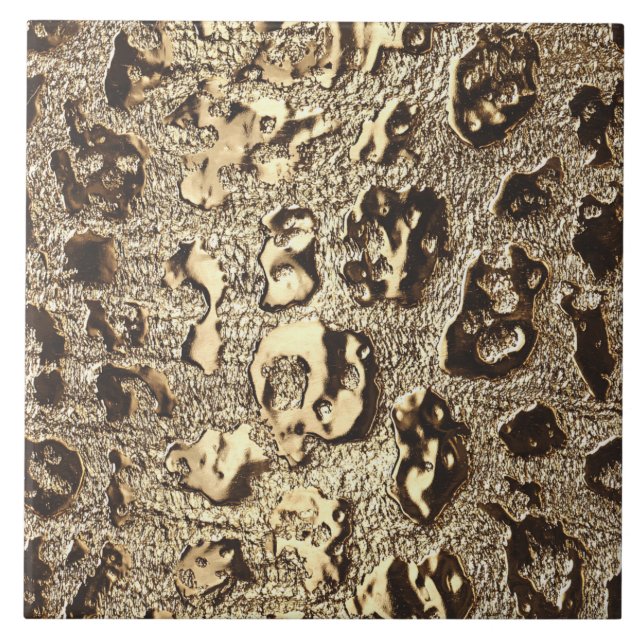 Gold Leopard Metallic Animal Spots Tile (Front)