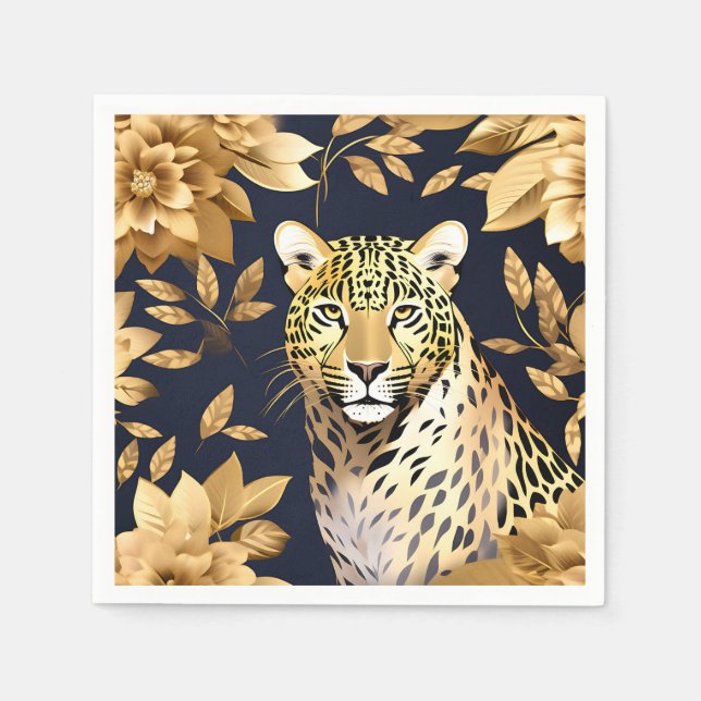 Gold Leopard Metallic Napkin (Front)