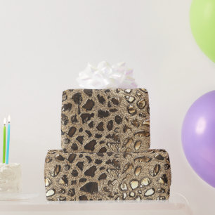 Gold Leopard Metallic Spots Wrapping Paper