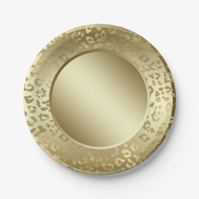 Gold Leopard Paper Plate (Front)