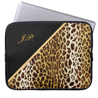 Gold Leopard Print, Black & Gold Laptop Sleeves