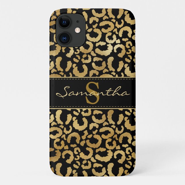 Gold leopard print custom Case-Mate iPhone case (Back)