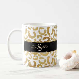 Gold leopard print custom coffee mug
