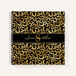 Gold leopard print custom Spiral Notebook