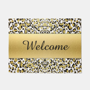 Gold Leopard Print Customisable Welcome Mat