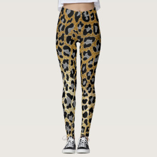 Gold Leopard Print Leggings