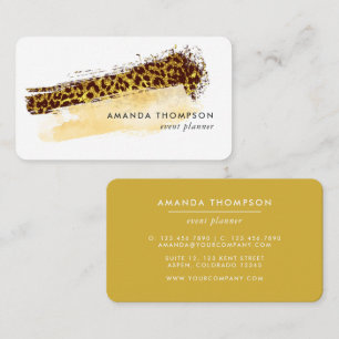 Gold Leopard Print   Modern Event Planners Business Card