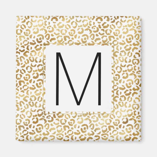 Gold Leopard Print Monogram         Magnet (Front)