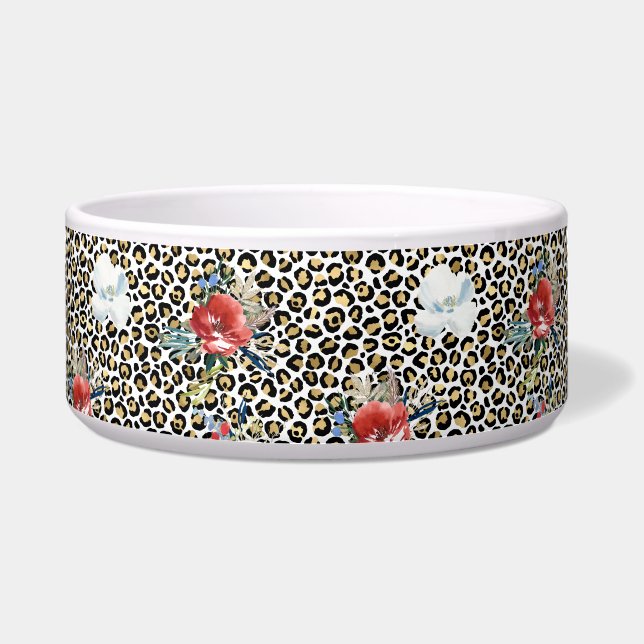 Gold Leopard Print Red White Floral (Front)