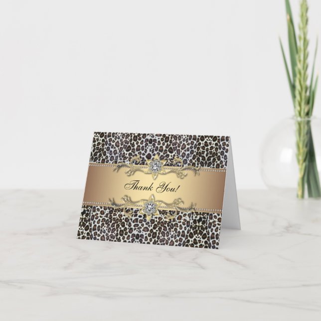 Gold Leopard Thank You Cards (Front)