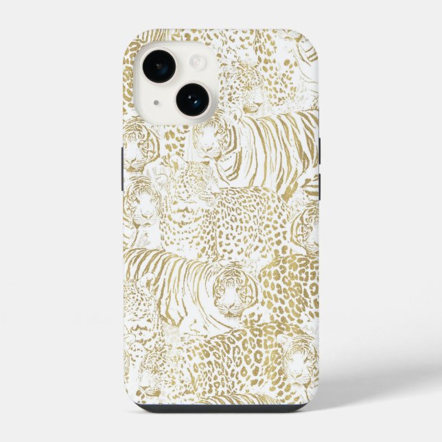 Gold Leopard Tiger Animals iPhone Case (Back)