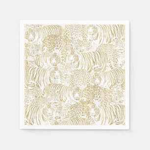 Gold Leopard Tiger Animals Pattern Napkin