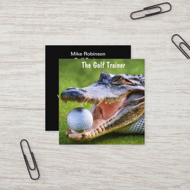 Gold Lessons Training Professional Square Business Card (Front/Back In Situ)