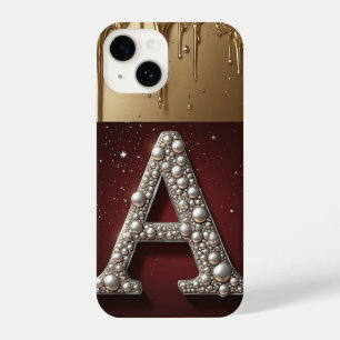 Gold Letter A Monogram With Dripping Metall iPhone 14 Case