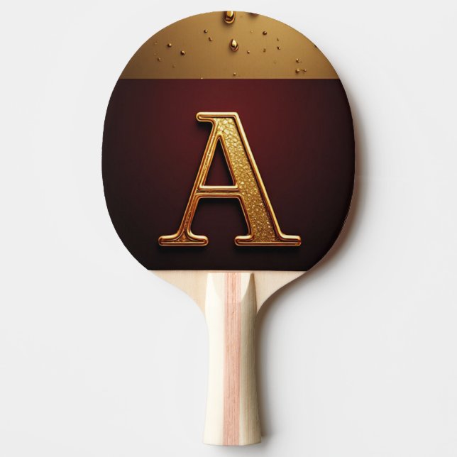 Gold Letter A Monogram With Dripping Metall Ping Pong Paddle (Front)