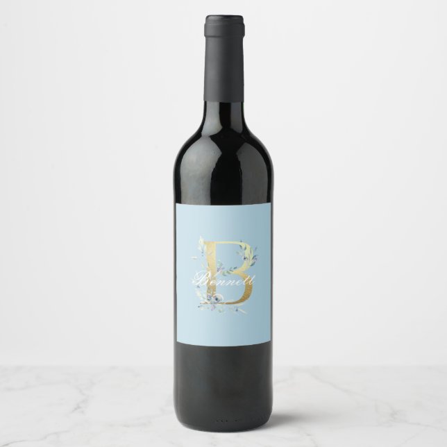 Gold Letter "B" Customisable Wine Label (Front)