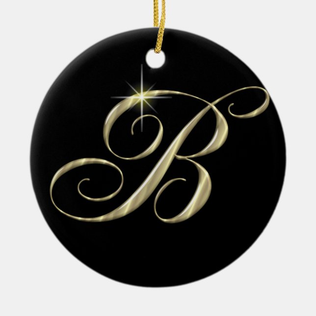 Gold Letter B Monogram Initial Ornament Fan Pull (Front)