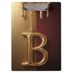 Gold Letter B Monogram With Dripping Metall Clipboard