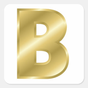 Gold Letter B Square Sticker