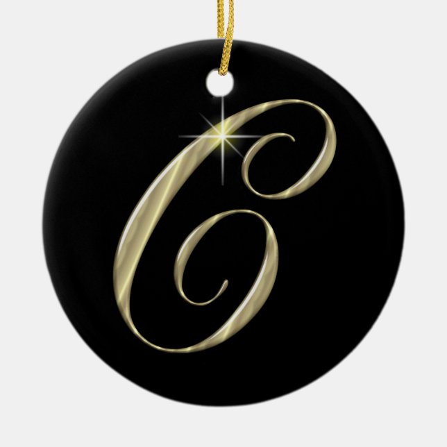 Gold Letter C Monogram Initial Ornament Fan Pull (Front)