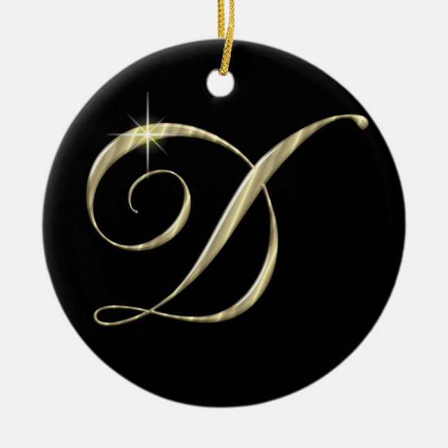 Gold Letter D Monogram Initial Ornament Fan Pull (Front)