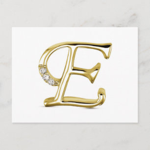 GOLD LETTER " E "WITH DIAMONDS POSTCARD