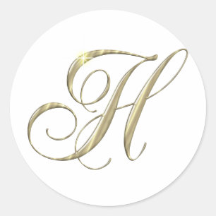 Gold Letter H Monogram Initial Gift Classic Round Sticker