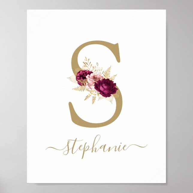 Gold Letter 'S' Nursery Name Wall Art (Front)