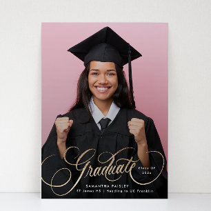 Gold Lettering Graduation Photo Graduate Announcement