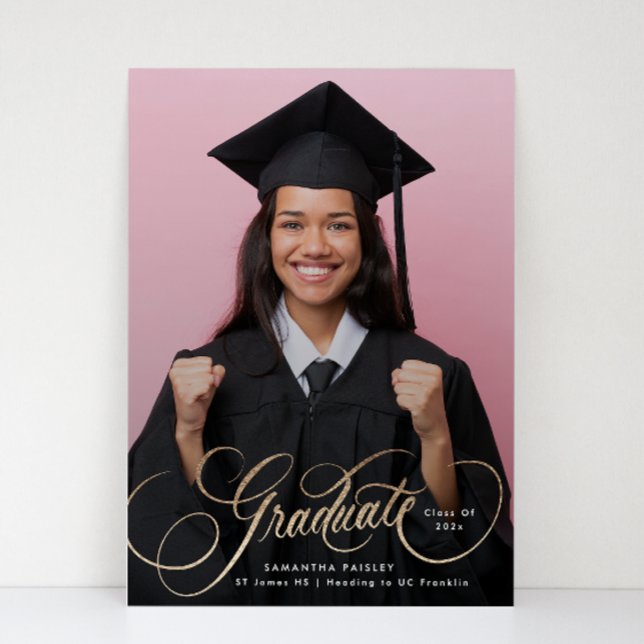 Gold Lettering Graduation Photo Graduate Announcement (Creator Uploaded)
