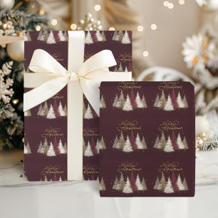 Gold Lettering Merry Christmas Wrapping Paper