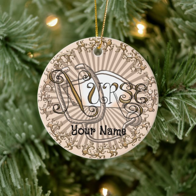 Gold letters nurse ceramic tree decoration (Tree)