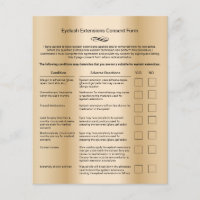 Gold Liability Waiver Eyelash Extension Salon