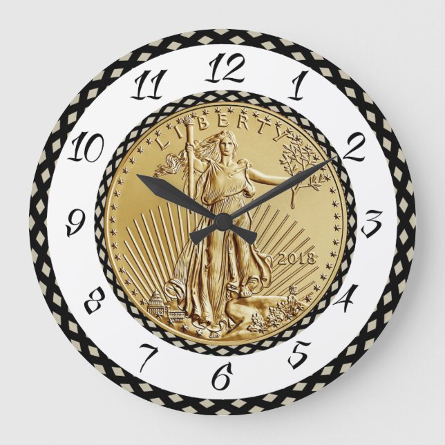 GOLD LIBERTY COIN LARGE CLOCK (Front)