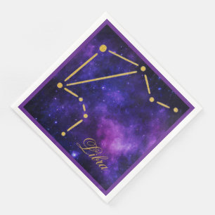 Gold Libra Constellation on Dark Galaxy Napkin