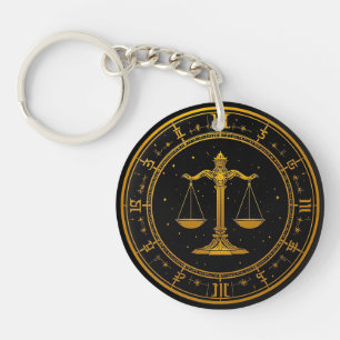 Gold Libra Zodiac Key Ring