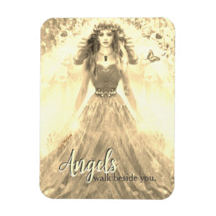 Gold Light Angel – Angels Walk Beside You Quote Magnet