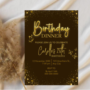 Gold Light  Birthday Dinner Invitation