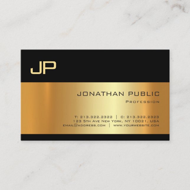 Gold Light Shadow Professional Elegant Plain Business Card (Front)